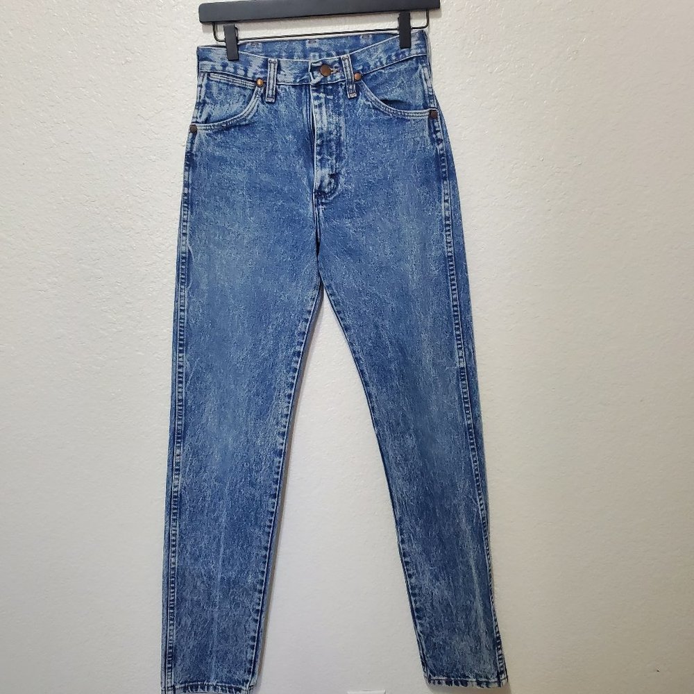 Vintage Wrangler Acid Wash Jean high rise denim blue